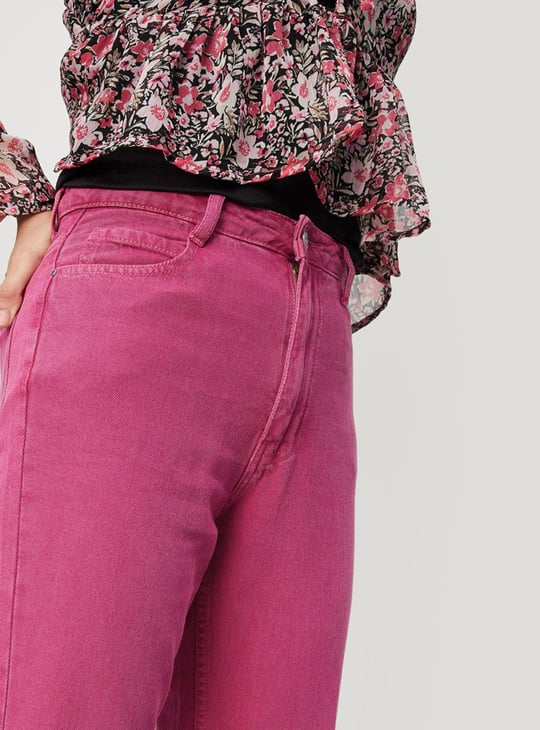 Women Solid Wide Leg Jeans