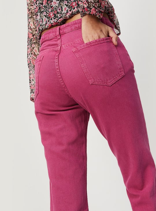 Women Solid Wide Leg Jeans