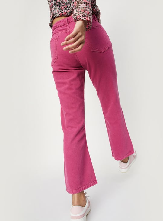 Women Solid Wide Leg Jeans