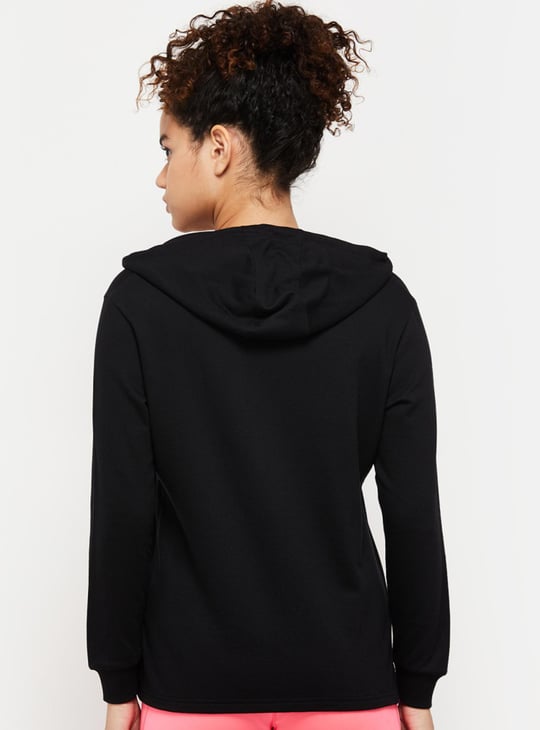 Women Printed Full Sleeves Zip Closure Hooded Sports Jacket