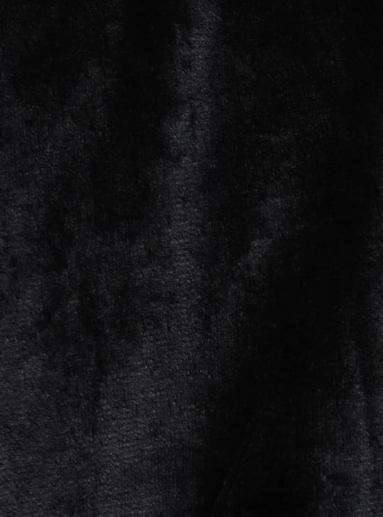 Solid Velvet Finish Zip-Up Jacket