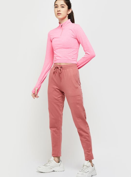 Women Solid Full Sleeves High Neck Crop Top
