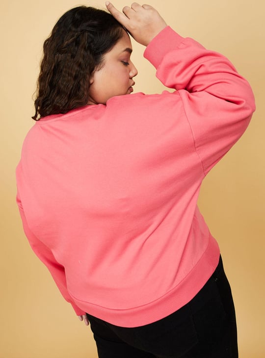 Women Solid Crop Sweatshirt