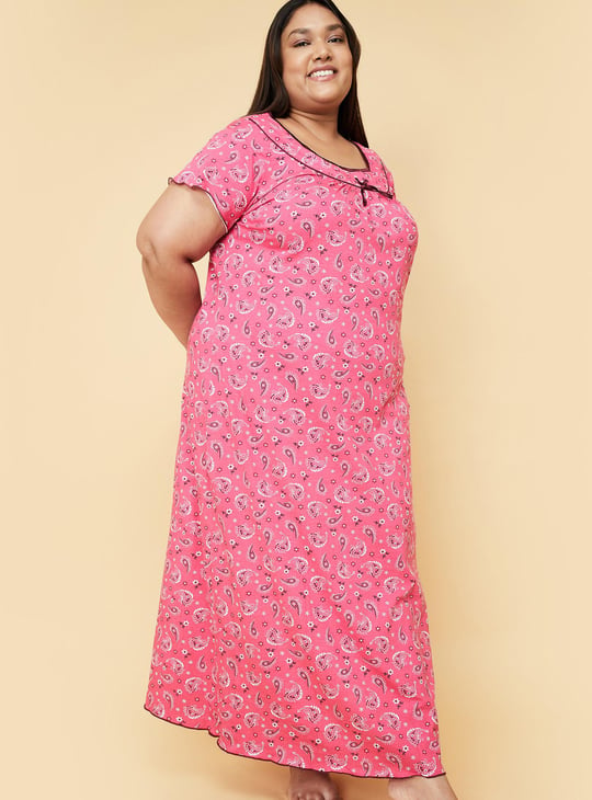Women Paisley Printed Knit Nightgown