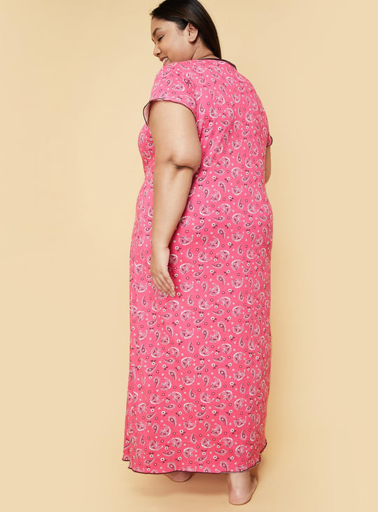 Women Paisley Printed Knit Nightgown