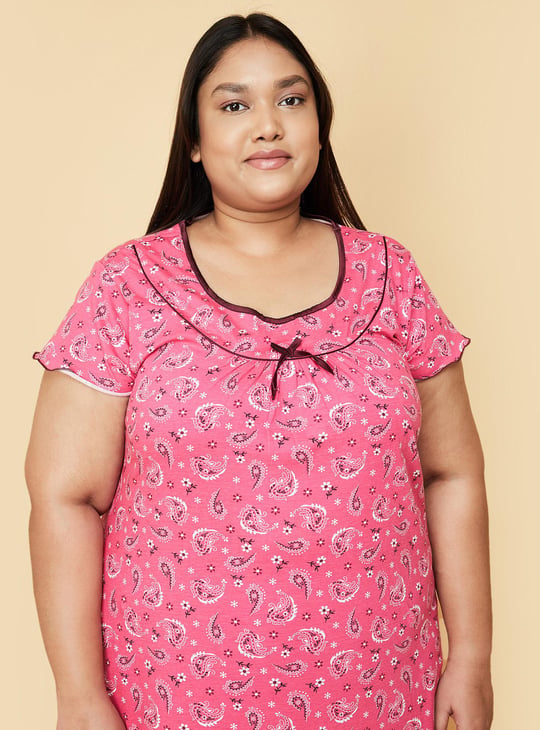 Women Paisley Printed Knit Nightgown
