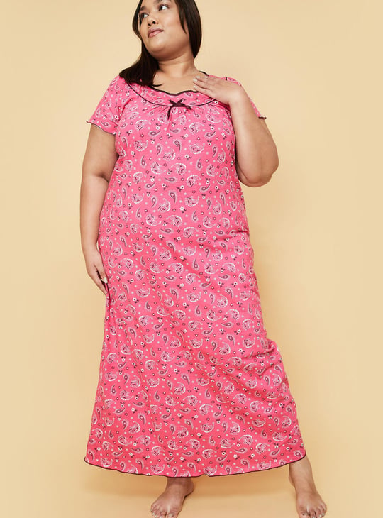 Women Paisley Printed Knit Nightgown