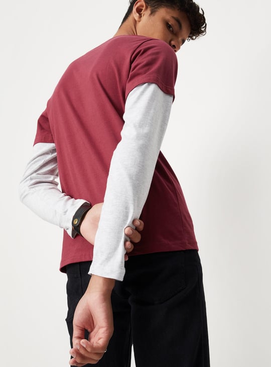 Boys Printed Layered Sleeve T-shirt