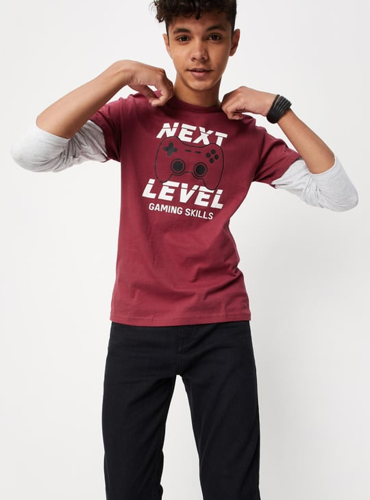 Boys Printed Layered Sleeve T-shirt