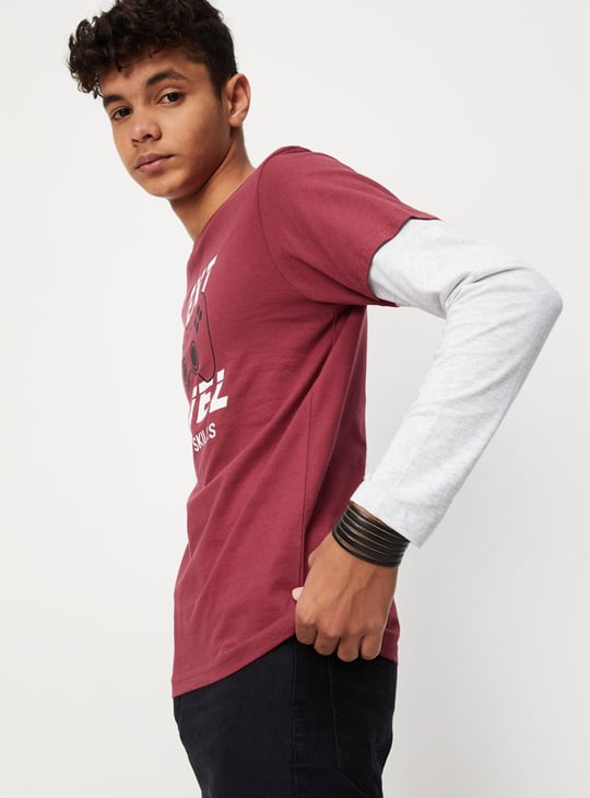 Boys Printed Layered Sleeve T-shirt