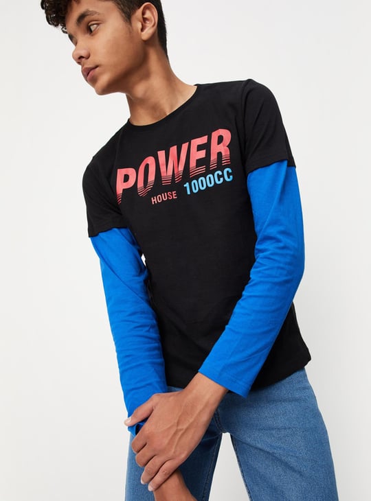 Boys Printed Layered Sleeve T-shirt
