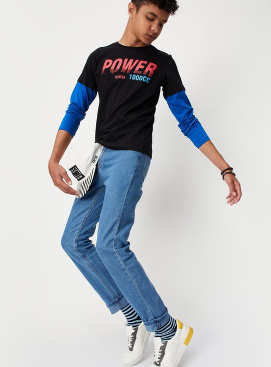 Boys Printed Layered Sleeve T-shirt