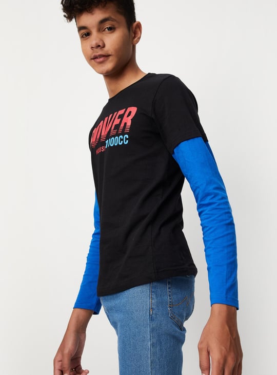 Boys Printed Layered Sleeve T-shirt
