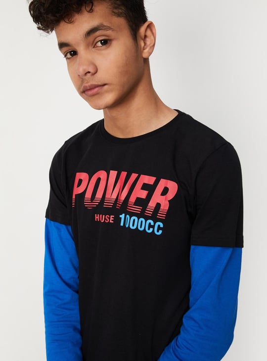 Boys Printed Layered Sleeve T-shirt