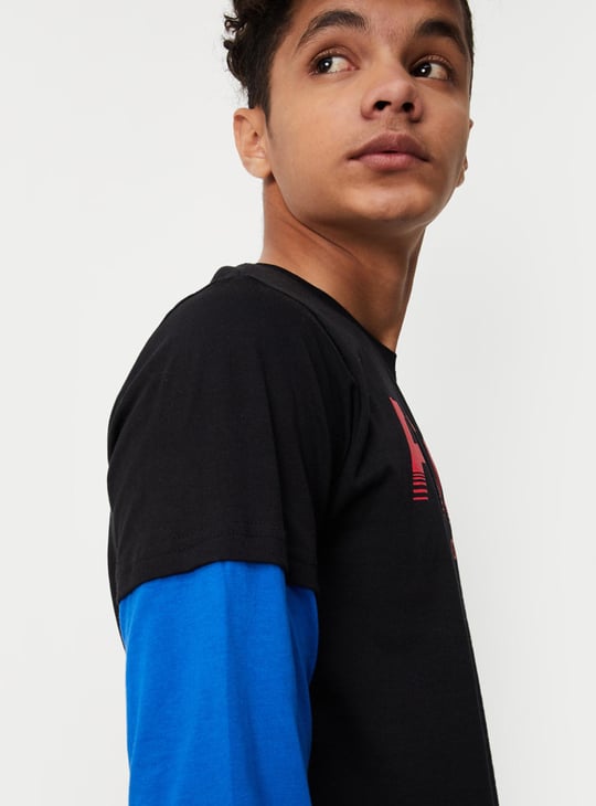 Boys Printed Layered Sleeve T-shirt