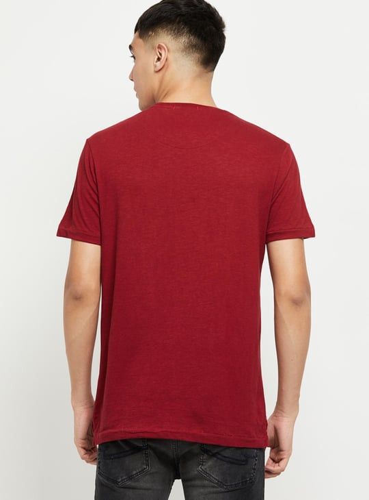 Men Graphic Printed Crew Neck Slim Fit T-shirt