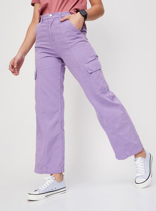 Women Textured Full-Length Regular Fit Cargo Trousers