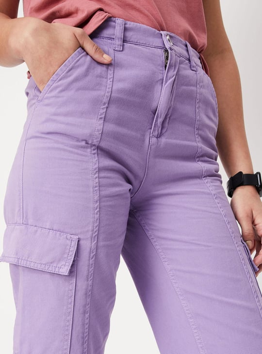 Women Textured Full-Length Regular Fit Cargo Trousers