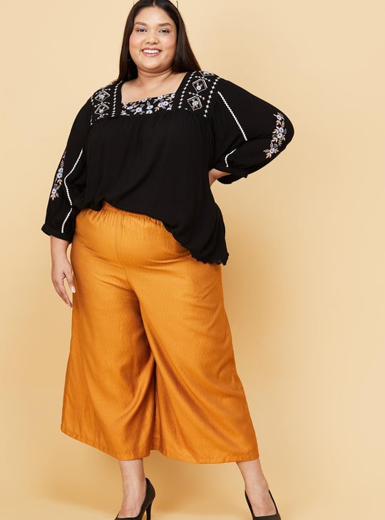 Women Embroidered Square Neck Top