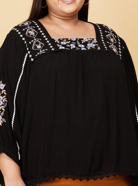 Women Embroidered Square Neck Top