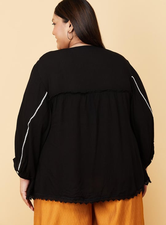 Women Embroidered Square Neck Top