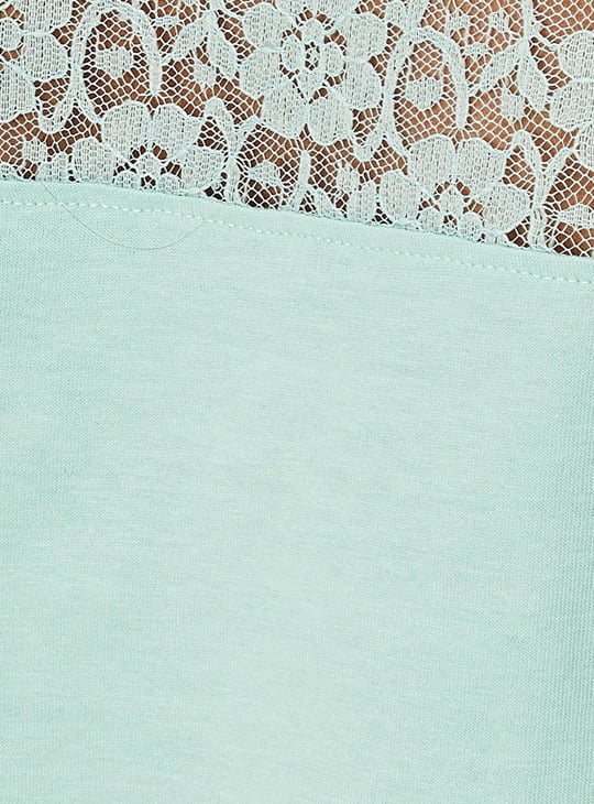 Women Lace Back Henley Top