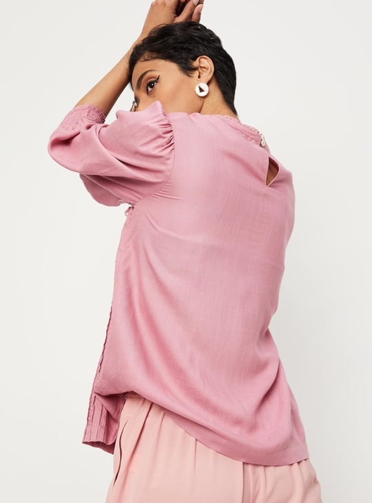 Women Embroidered Balloon Sleeve Top