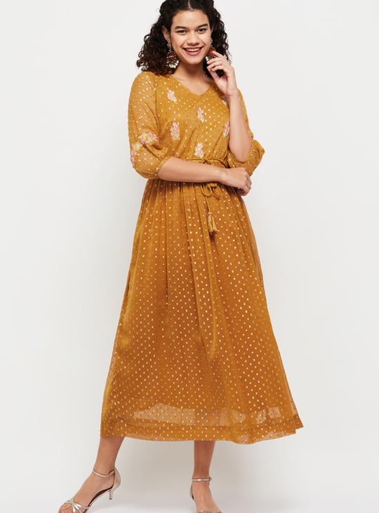 a line ethnic dress A-line Maxi Ethnic Dress With Jacket XL-42 main image 1