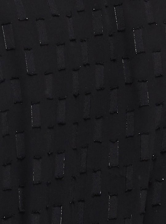 Women Shimmery Textured Surplice Neck Wrap Dress