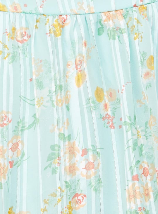 Women Floral Print Notch Neck Top 