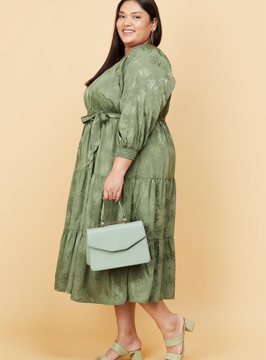 Women Floral Printed Square Neck A-line Dress