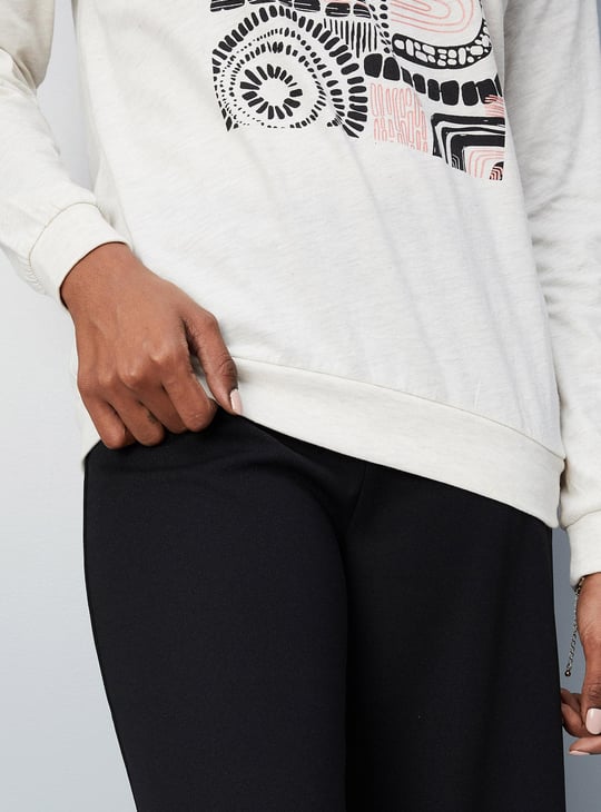 Women Graphic Printed Marled T-shirt