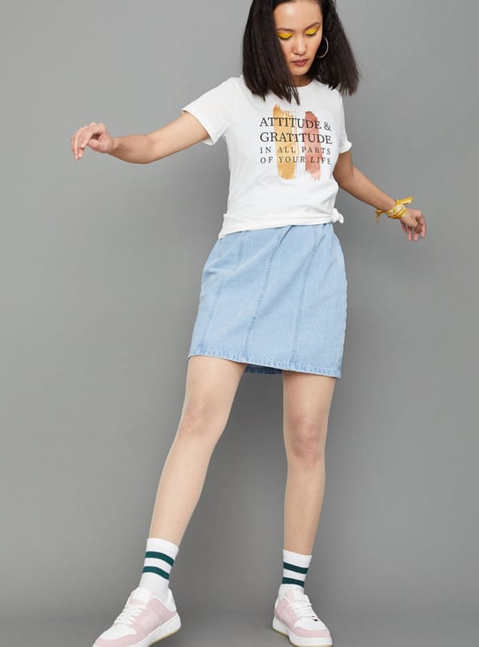 Women Slogan Printed Round Neck T-shirt