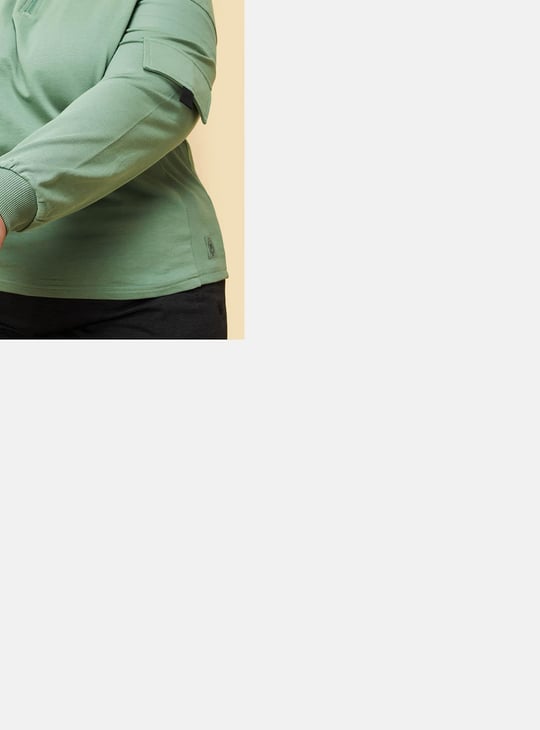 Women Solid Quarter-Zip Sweatshirt