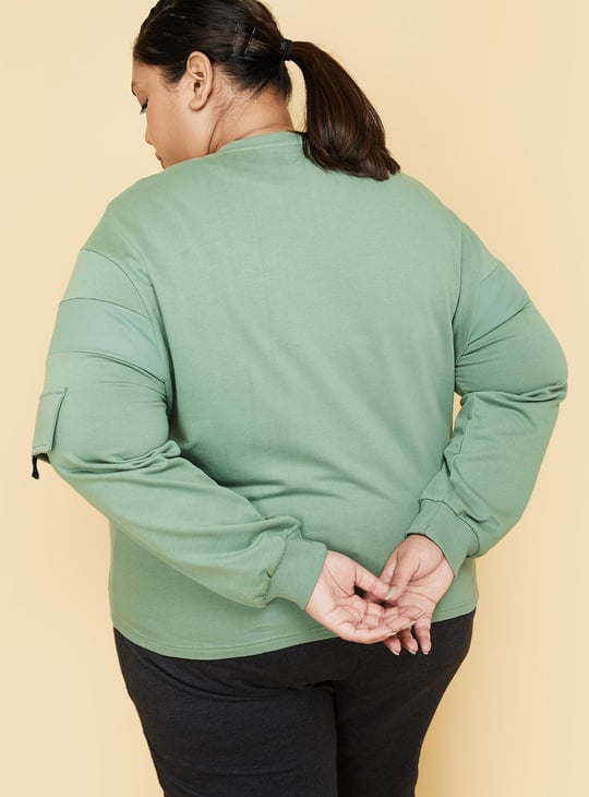 Women Solid Quarter-Zip Sweatshirt