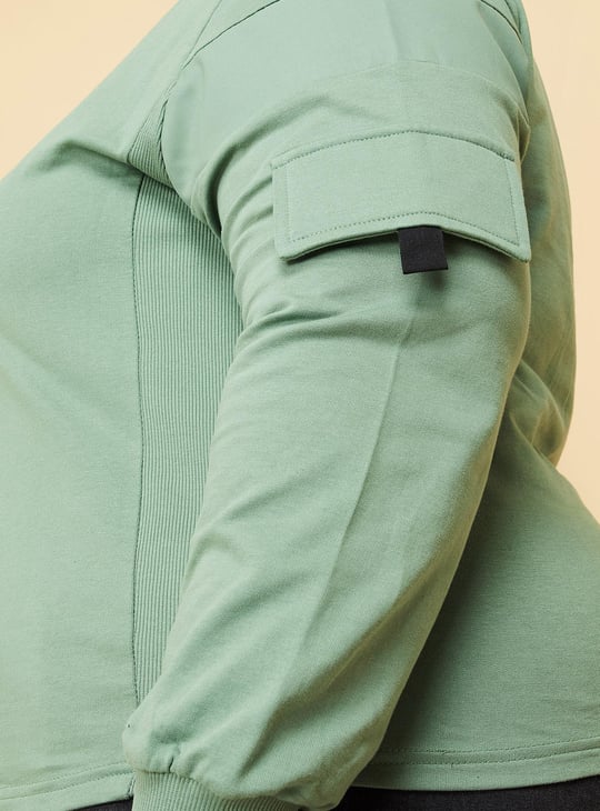 Women Solid Quarter-Zip Sweatshirt