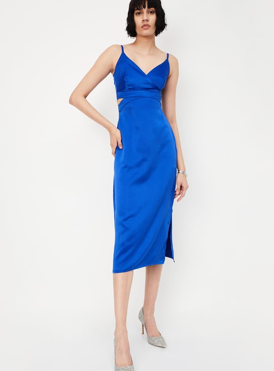 Women Cut-Out Criss Cross Midi Dress