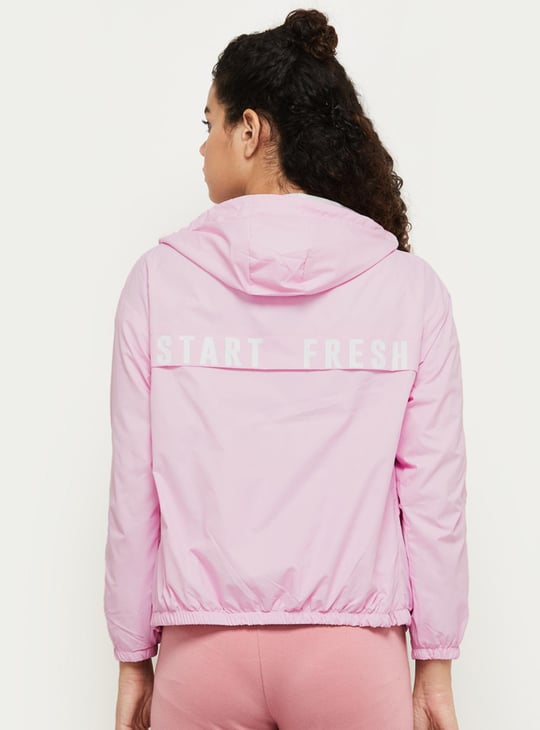 Women Printed Hooded Wind Cheater Sports Jacket