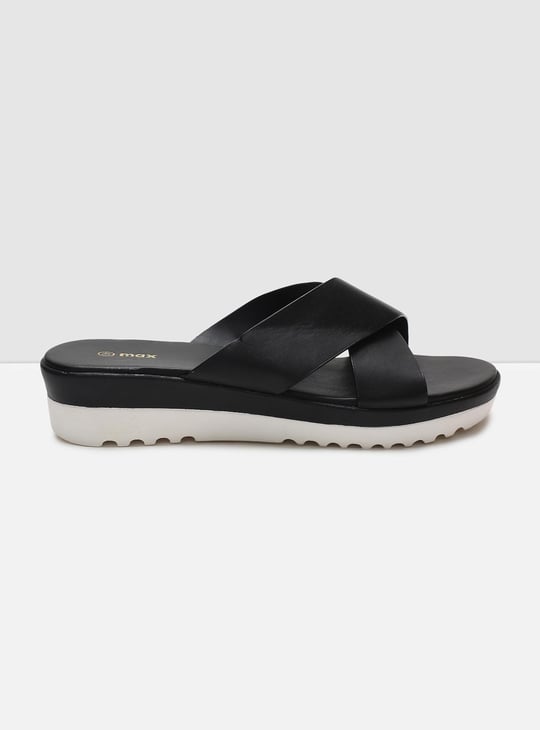MAX Women Solid Platform Heels Slip-On Sandals