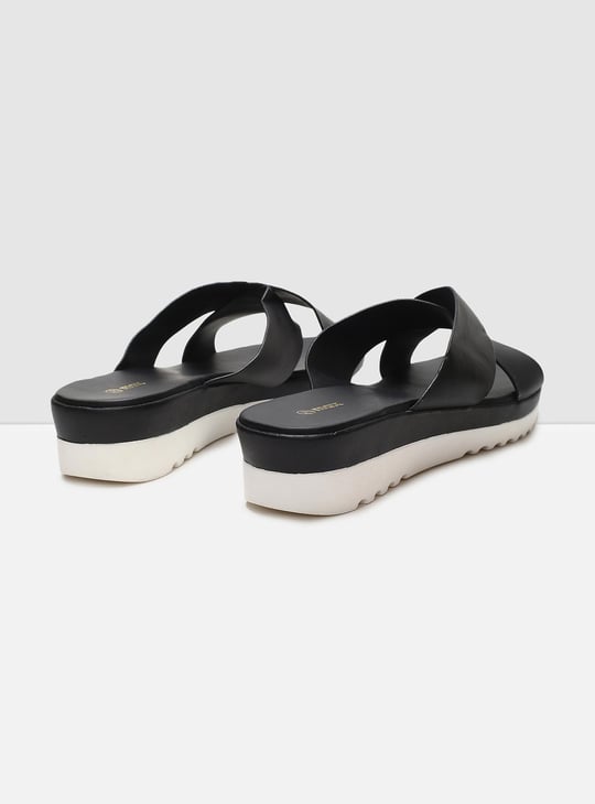 MAX Women Solid Platform Heels Slip-On Sandals