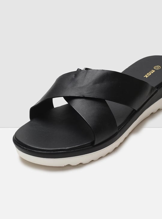 MAX Women Solid Platform Heels Slip-On Sandals