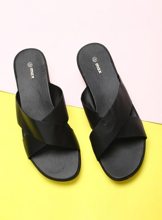 MAX Women Solid Platform Heels Slip-On Sandals