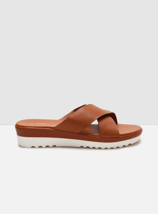 MAX Women Solid Platform Heels Slip-On Sandals