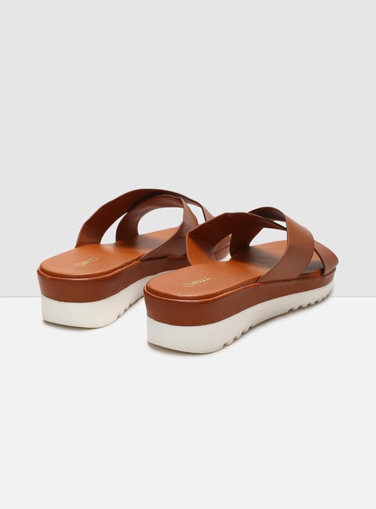 MAX Women Solid Platform Heels Slip-On Sandals