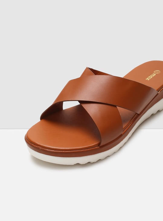 MAX Women Solid Platform Heels Slip-On Sandals