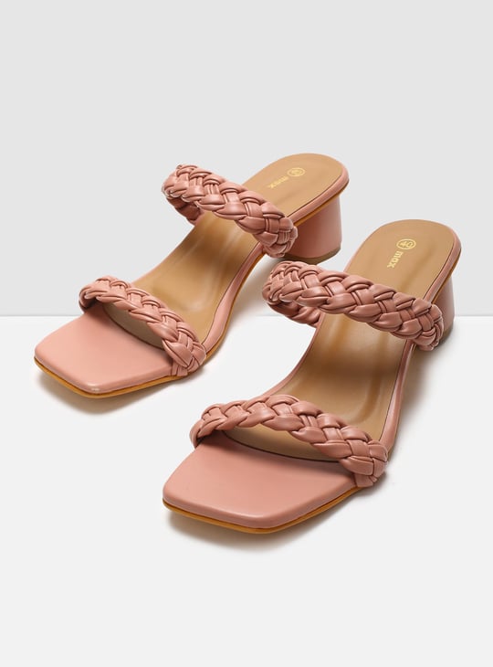 MAX Women Braided Block Heel Sandals