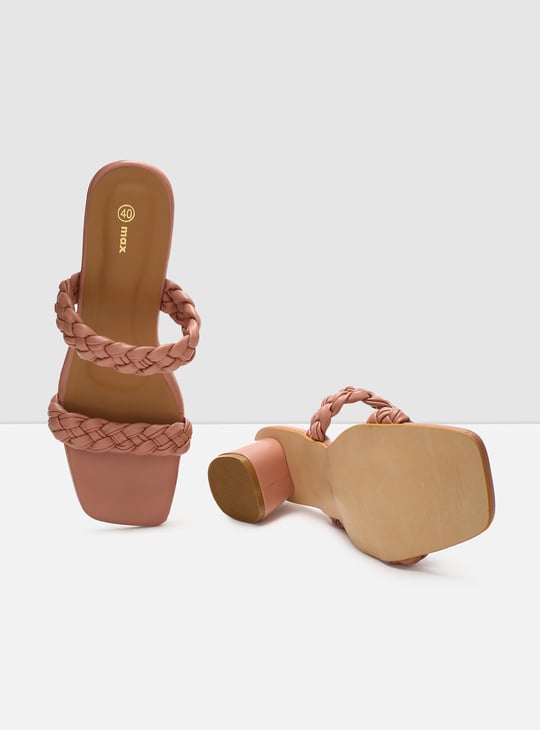 MAX Women Braided Block Heel Sandals