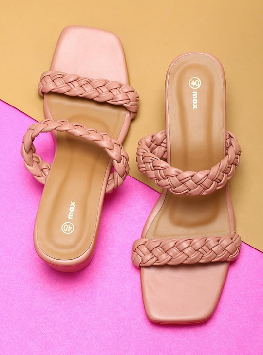 MAX Women Braided Block Heel Sandals