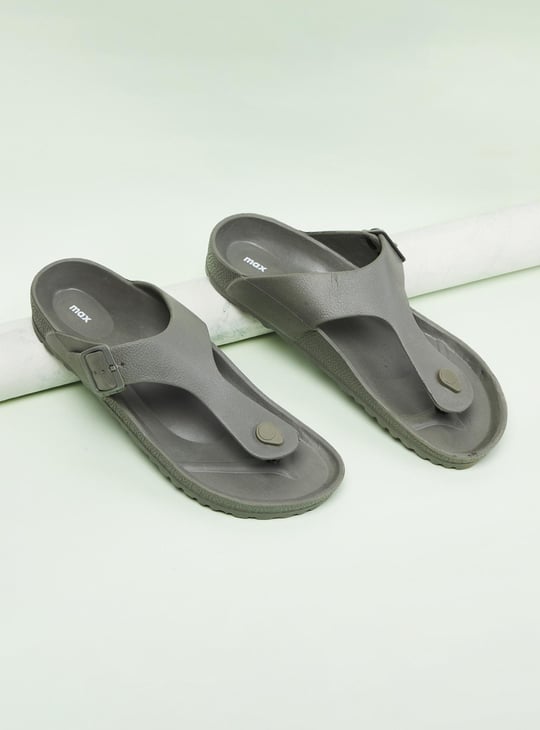 Men Solid T-Strap Sandals