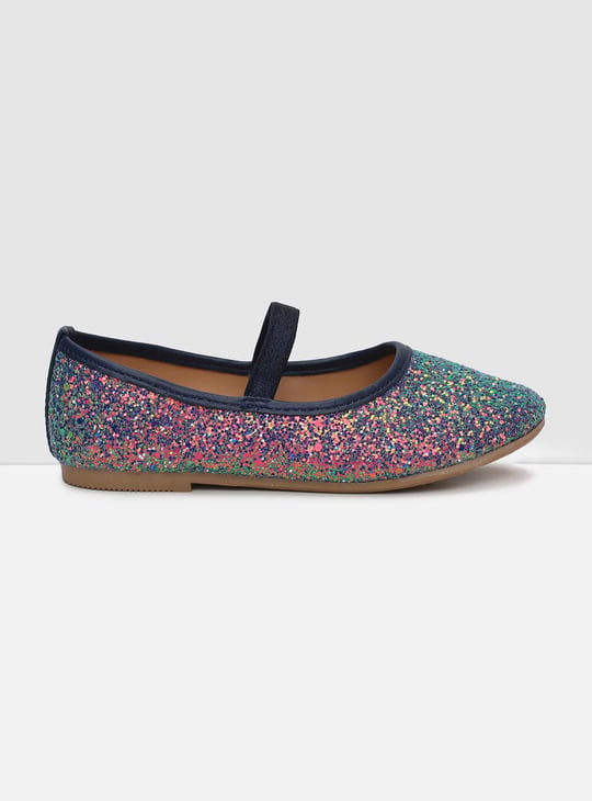MAX Girls Textured Mid Strap Ballerinas